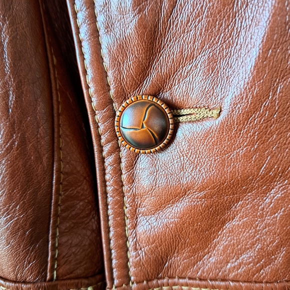 Vintage Grais 70's Glazed Aniline Cabretta Leather Jacket SZ 42L - Picture 5 of 14